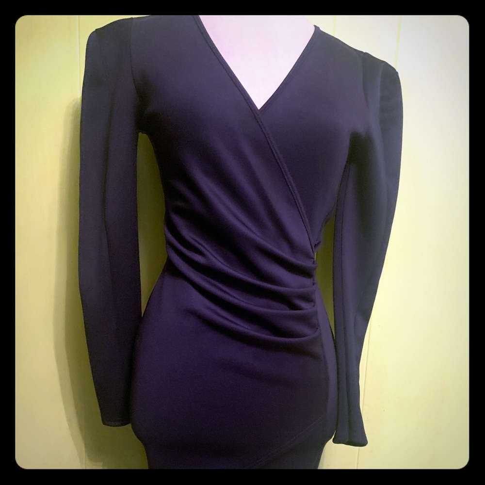 Nasty Gal Navy Faux Wrap Dress